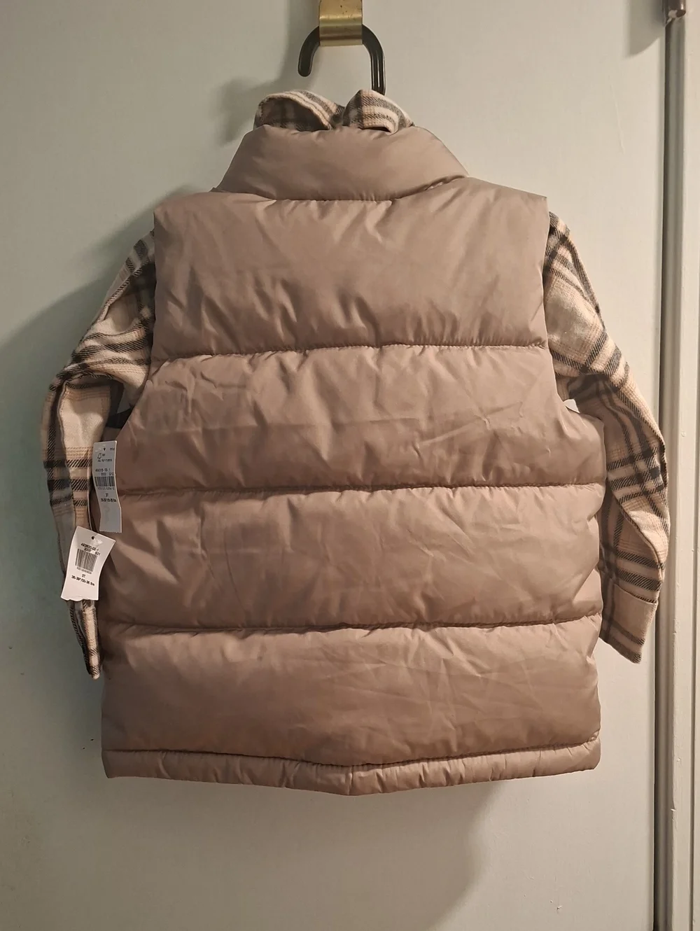 Old Navy 3T Puffer Vest with Plaid Shirt